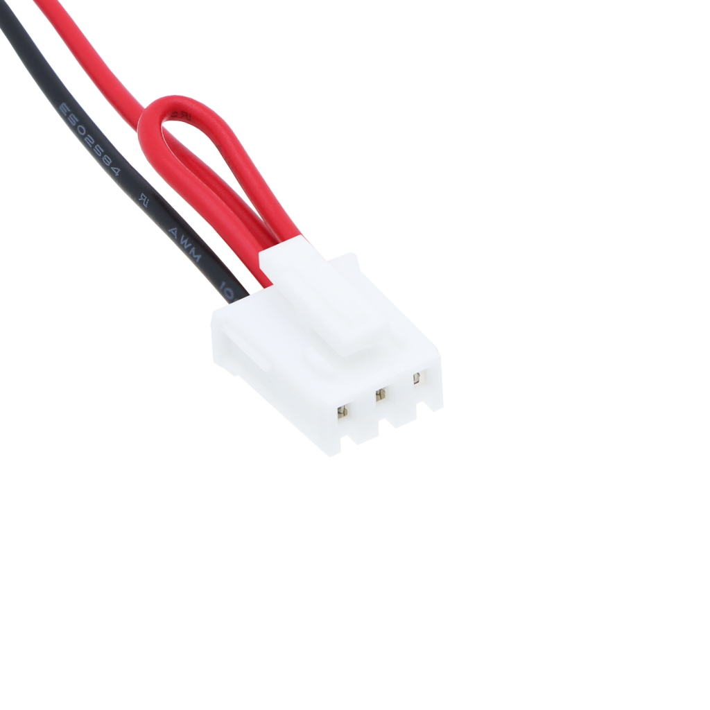 Detalle del conector de 3 pines CS-SDT300MD con cables rojos y negros
