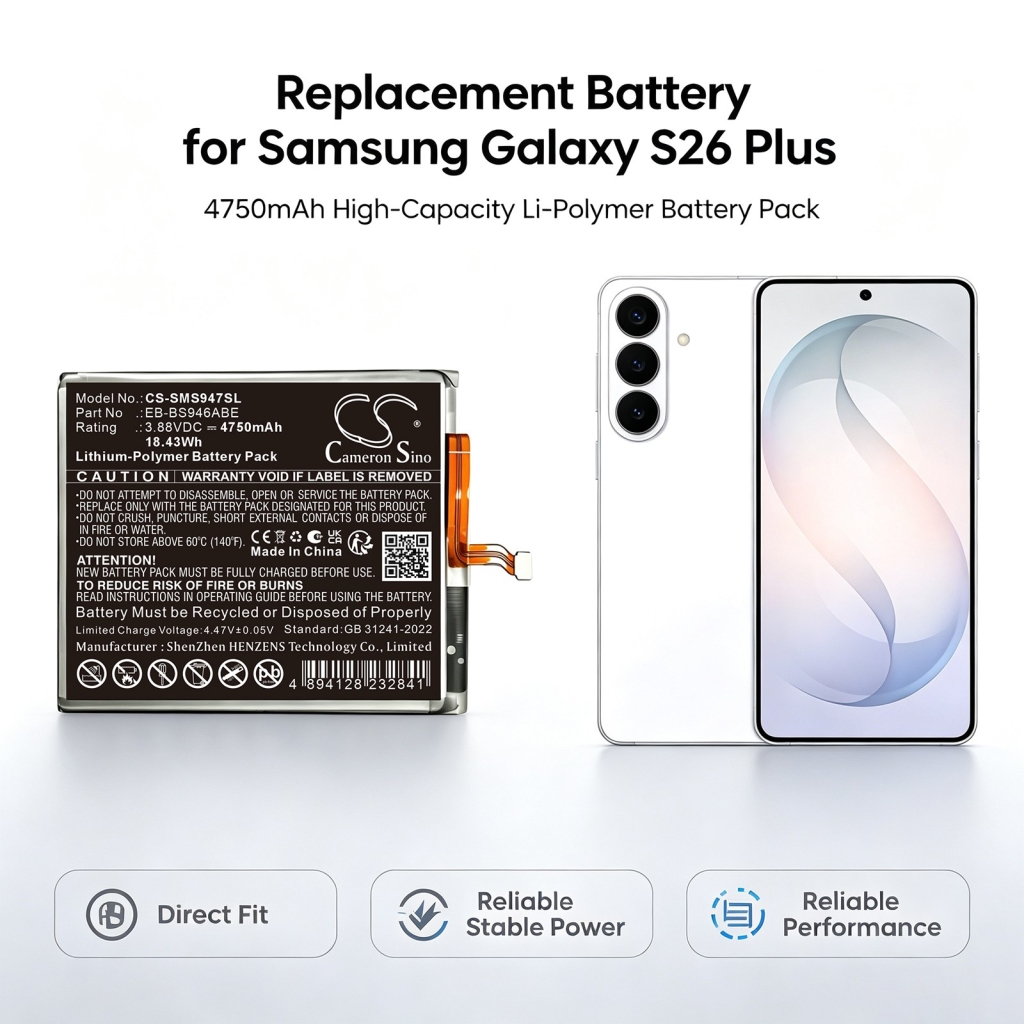 Baterías compatible con Samsung Galaxy S26 Plus S26+ CS-SMS947SL