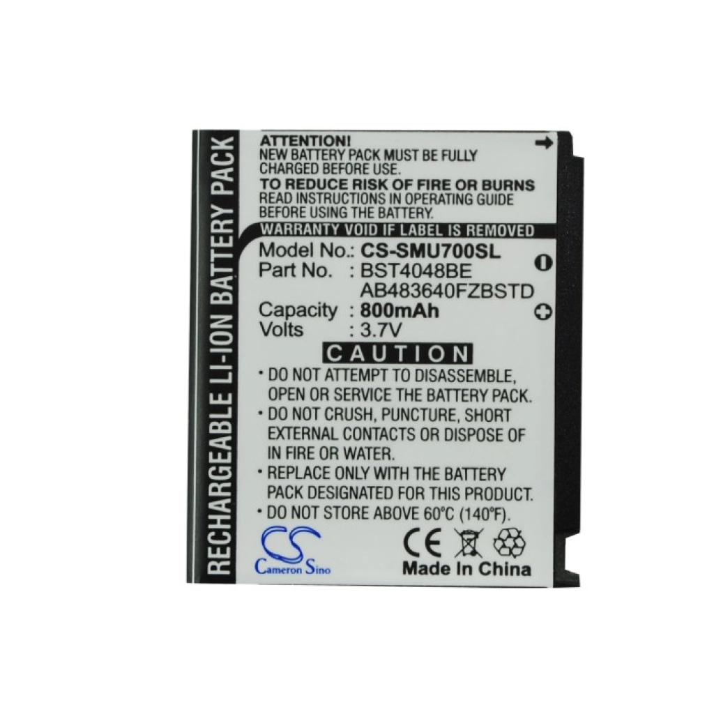 Batería del teléfono móvil Samsung CS-SMU700SL