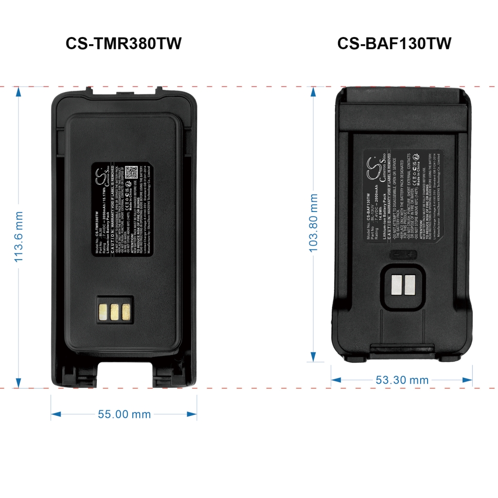 Batería compatible con Retevis Smartcom Tytera Harico Tetevis CS-TMR380TW