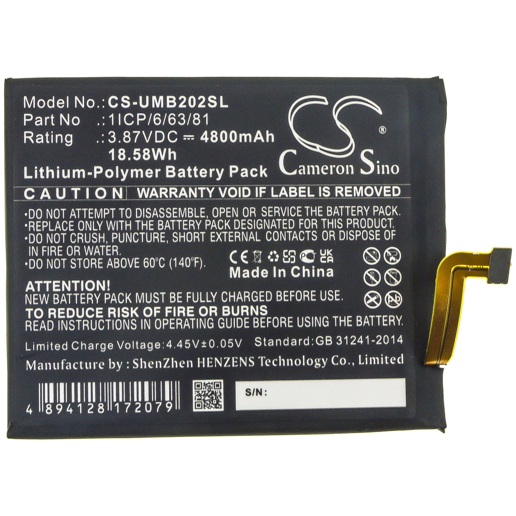 Reemplazo de batería compatible para Umi 1ICP/6/63/81