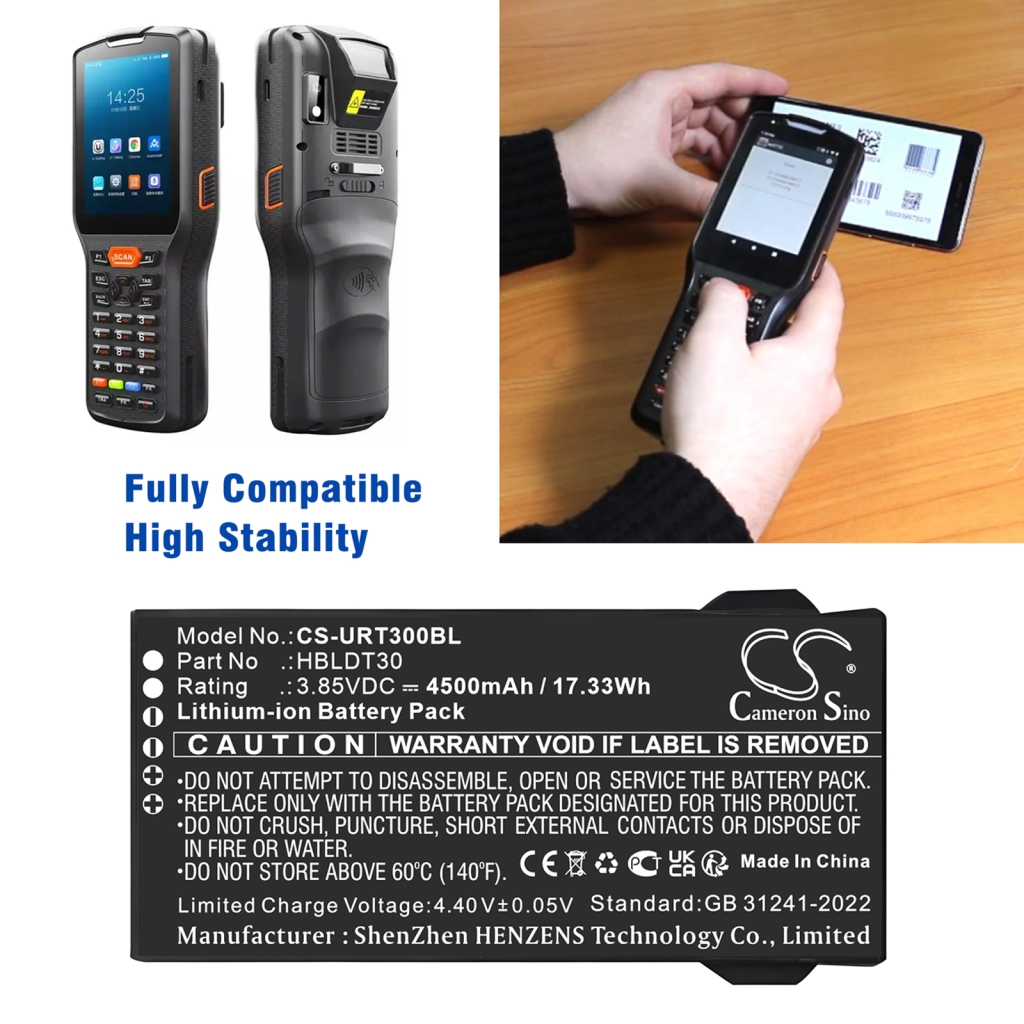 BarCode, Scanner Battery Urovo CS-URT300BL