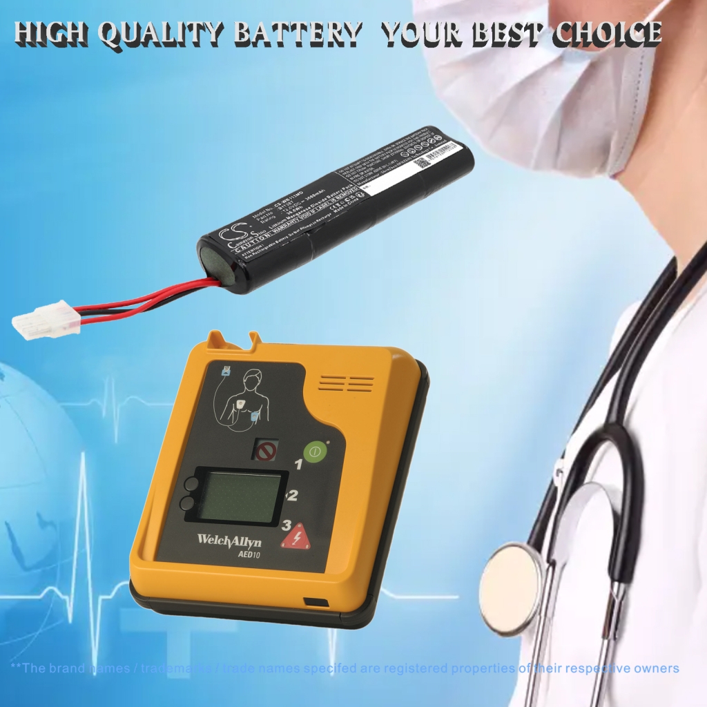 Batería compatible con Welch-Allyn Mrl Grason stadler Schiller america Medical research CS-WB113MD