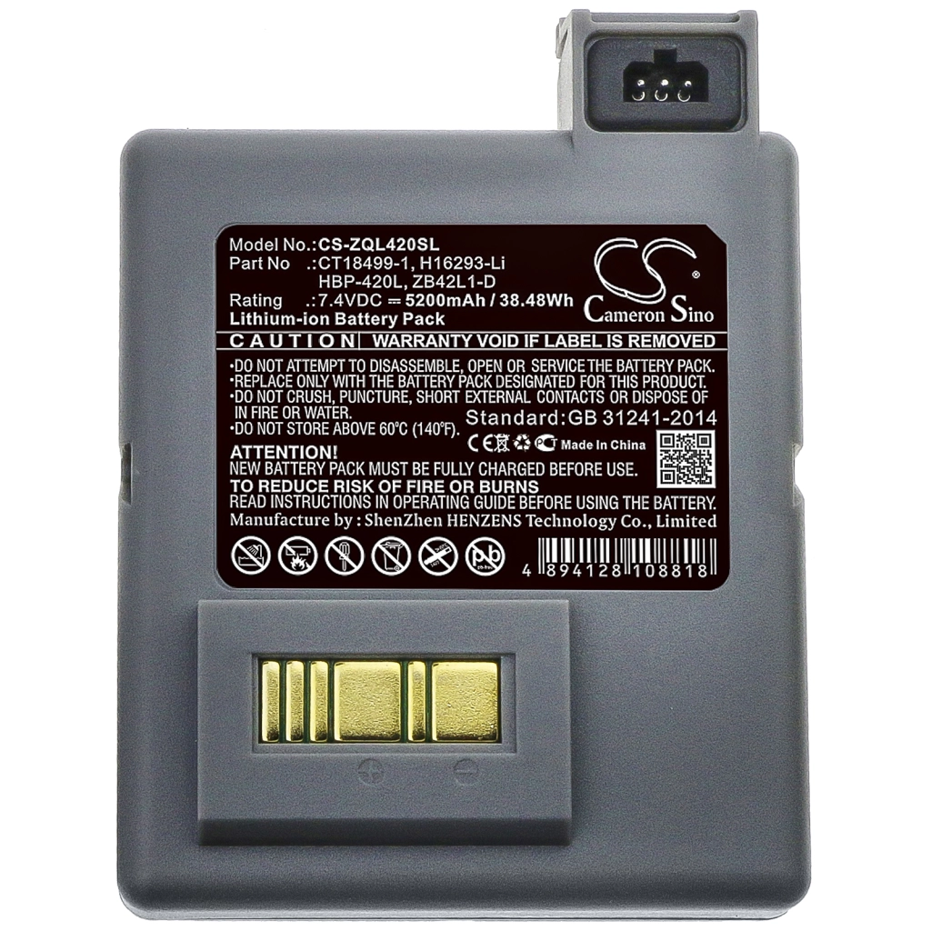 Batería de la impresora Zebra CS-ZQL420SL