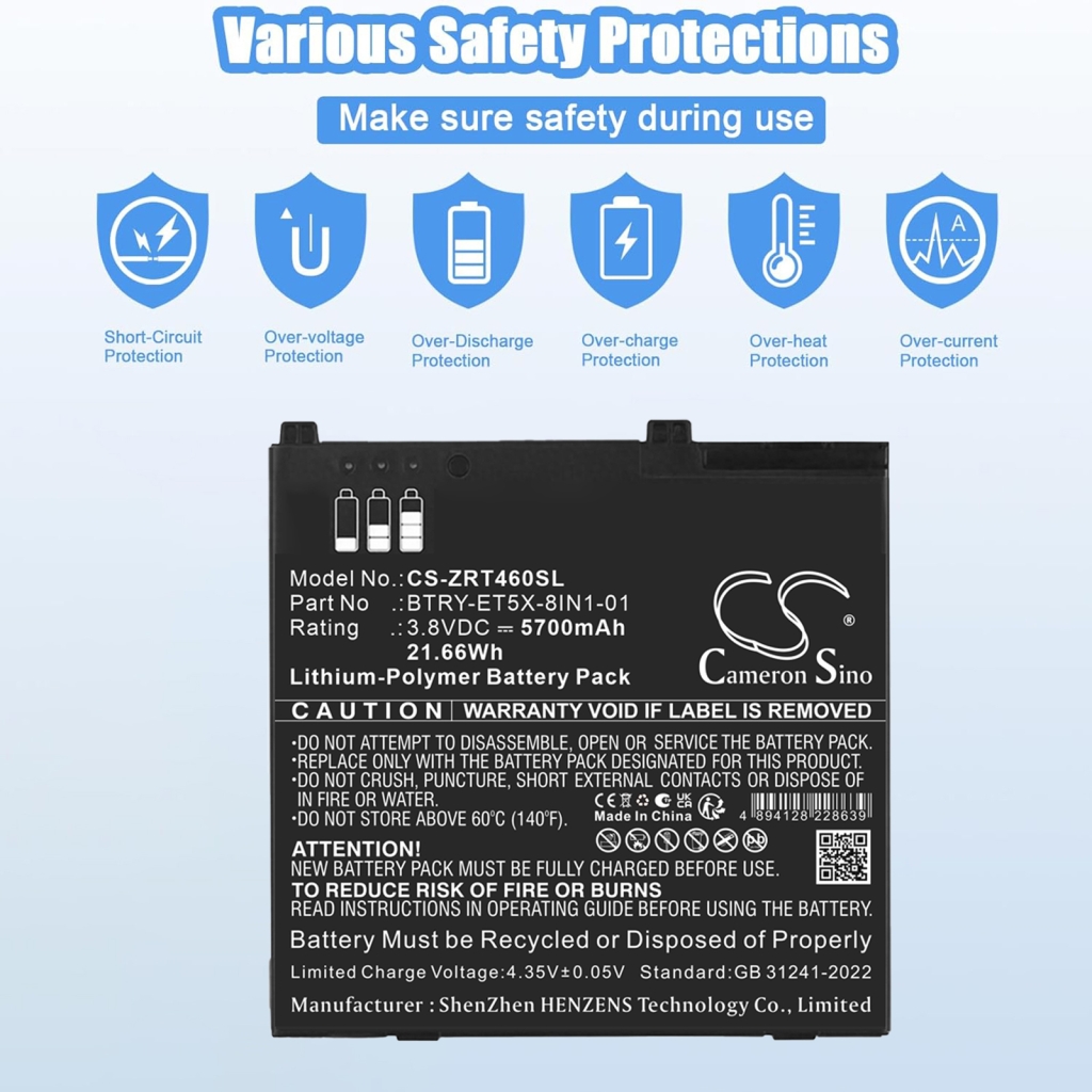 Batería compatible con Zebra CS-ZRT460SL