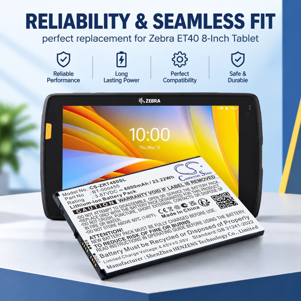 Baterías compatible con Zebra ET40 8-Inch Enterprise Tablet 8-Inch CS-ZRT480SL