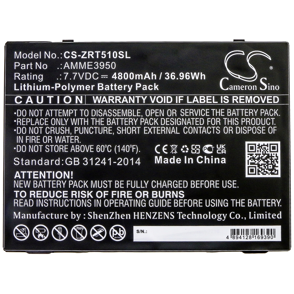 Batería compatible con Zebra CS-ZRT510SL