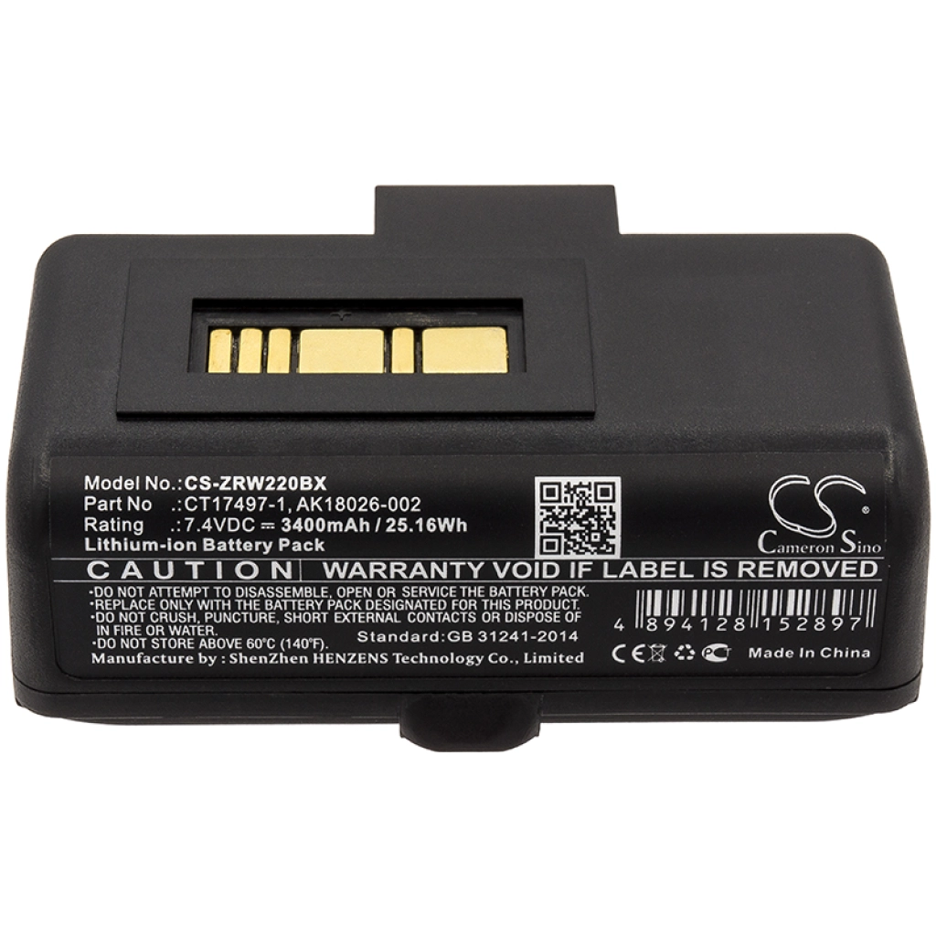 Batería de la impresora Zebra CS-ZRW220BX