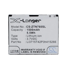 Reemplazo de batería compatible para ZTE LI3715T42P3H415266